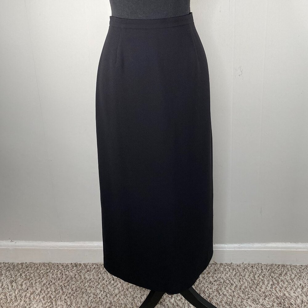 Vintage Casual Corner PETITES Midi Pencil Skirt Women's 12P Black Office Lined